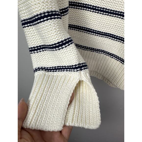 Madewell NWT Women’s Cotton Crewneck Ivory and Navy Blue Stripe Sweater size S - Picture 9 of 10